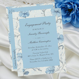 Elegante Blue Garden Engagement Party Einladungspostkarte