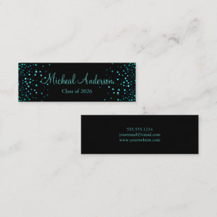 Elegante Blue Glitzer Abschluss Name Card Telefonnummerkarte