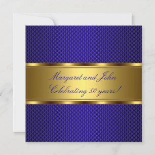 Elegante Blue Gold 50. Jubiläums-Party-Veranstaltu Einladung