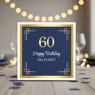 Elegante Blue-Gold-60-Geburtstagsfeier Serviette