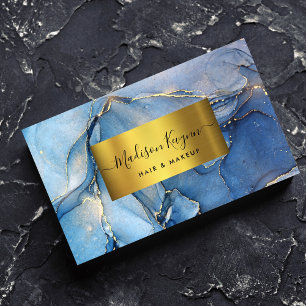 Elegante Blue Gold Agate Business Card Visitenkarte