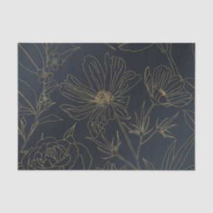 Elegante Blue Gold Blume Kunst, Dichtung und Musik Seidenpapier