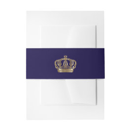 Elegante Blue Gold Crown Einladungsbanderole