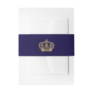 Elegante Blue Gold Crown Einladungsbanderole