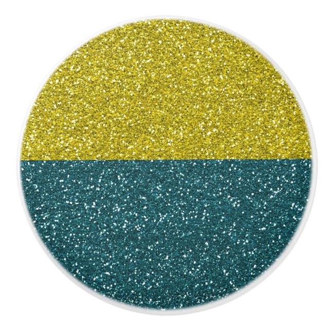 Elegante Blue Gold Glitzer Sparkle Keramikknauf (Vorderseite)
