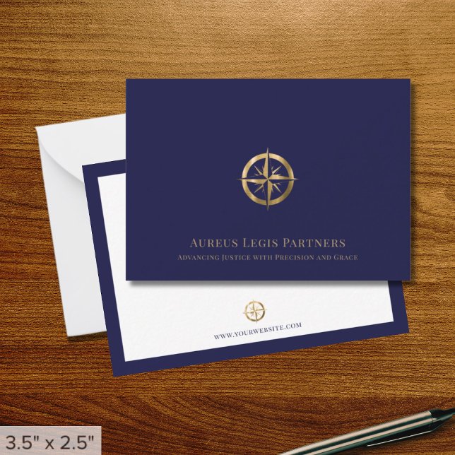 Elegante Blue Gold Legal Note Card Mitteilungskarte (Von Creator hochgeladen)