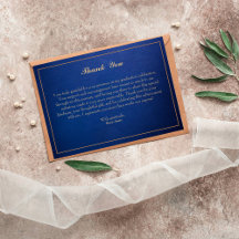 Elegante Blue & Gold Trimmed Dankeschön Card