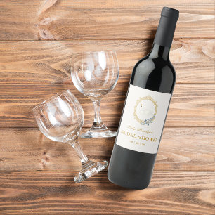 Elegante Blue-Goldene Hochzeitsdusche im Regency-S Weinetikett