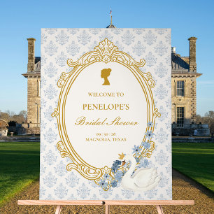 Elegante Blue-Goldene Hochzeitsdusche im Stil der  Acrylschild