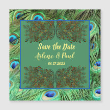 Elegante Blue Green Peacock Feather Card