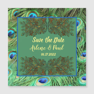 Elegante Blue Green Peacock Feather Card Magnetkarte