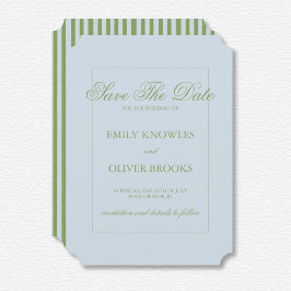 Elegante Blue Green Stripes Hochzeit Save The Date