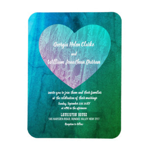 Elegante Blue Green Twilight Wedding Magnet Card