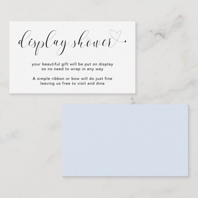 Elegante Blue Heart Boy Display Dusche Baby Dusche Begleitkarte (Vorne/Hinten)