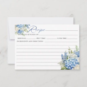 Elegante Blue Hydrangea Brautparty Rezept Card Einladung