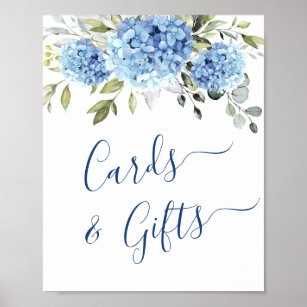 Elegante Blue Hydrangea Karten und Geschenke Hochz Poster