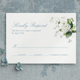 Elegante Blue Hydrangea Monogram Response Card RSVP Karte