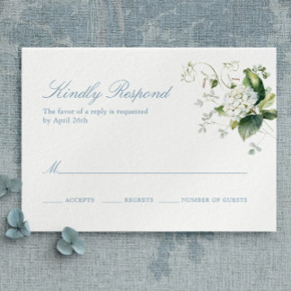 Elegante Blue Hydrangea Monogram Response Card RSVP Karte
