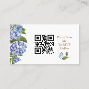 Elegante Blue Hydrangea QR Code UAWG Enclosure Car Platzkarte