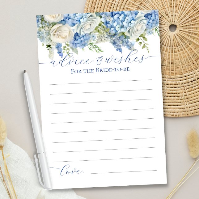 Elegante Blue Hydrangea Ratschläge und Wunschkarte Einladung (Von Creator hochgeladen)