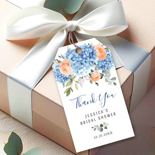 Elegante Blue Hydrangea Rosa Rose Geschenkanhänger