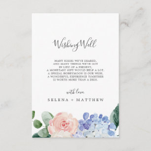 Elegante Blue Hydrangea Wedding Well Well Card Begleitkarte
