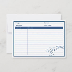 Elegante Blue Lobster Rezeptkarte für Meeresfrücht