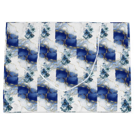Elegante Blue Marble Geschenktasche Große Geschenktüte