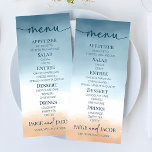 Elegante Blue Ocean Beach Shore Sand Wedding Menükarte<br><div class="desc">Das ist ein elegantes Hochzeitsmenü vom Blue Ocean Beach Shore Sand.</div>