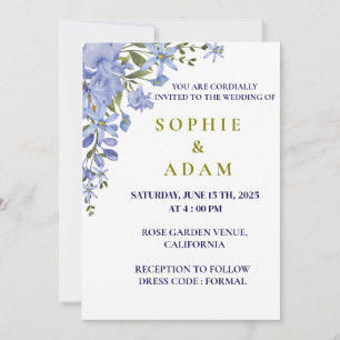 Elegante Blue & Olive Green Wedding Einladung, Einladung