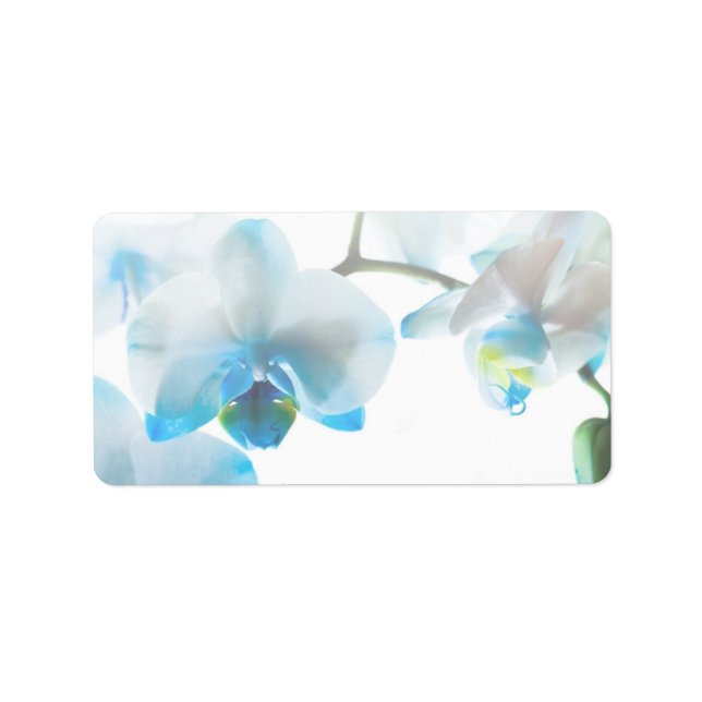 Elegante Blue Orchids Custom Labels Adressaufkleber (Vorne)