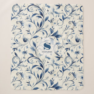 Elegante Blue Paisley Blätter - Weißer Hintergrund Sherpadecke
