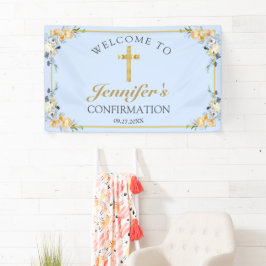 Elegante Blue Peach Floral Confirmation Banner