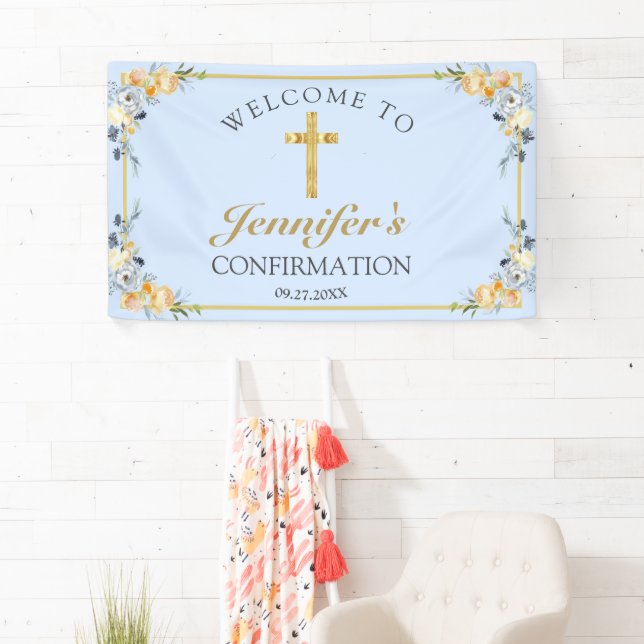 Elegante Blue Peach Floral Confirmation Banner (Insitu)