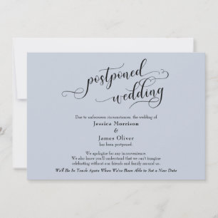 Elegante Blue Postponed Wedding Update Card Einladung