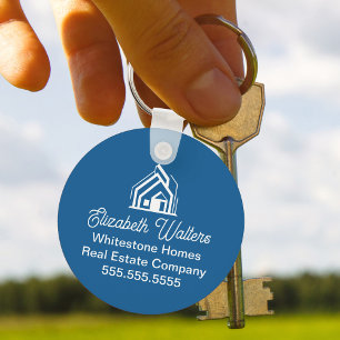 Elegante Blue Real Estate Company Custom Makler Schlüsselanhänger