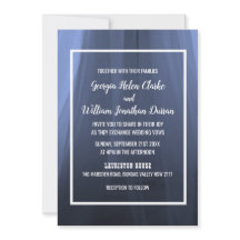 Elegante Blue Romantic Wedding Invitation Card
