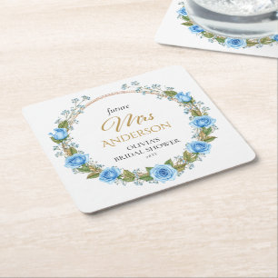 Elegante Blue Rose & Baby's Atem Rechteckiger Pappuntersetzer
