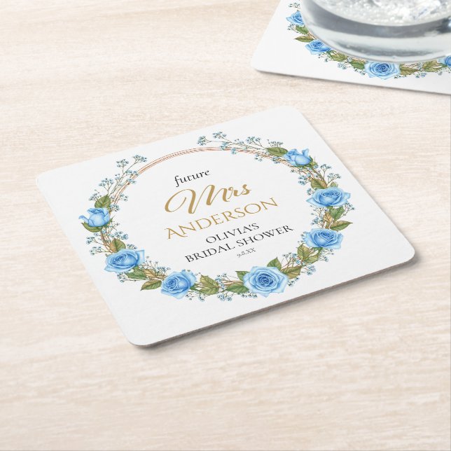 Elegante Blue Rose & Baby's Atem Rechteckiger Pappuntersetzer (angewinkelt)