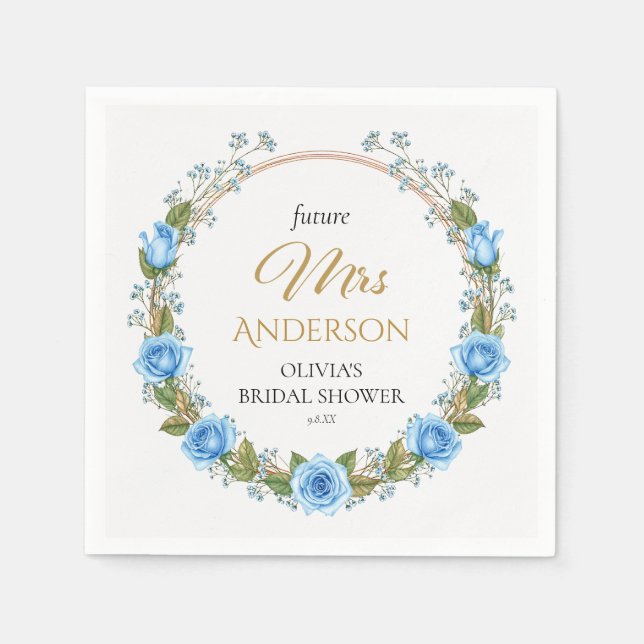 Elegante Blue Rose & Baby's Atem Serviette (Vorderseite)