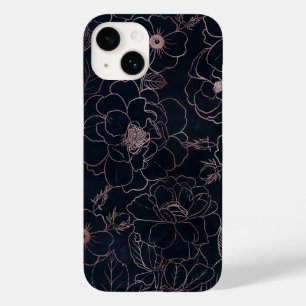 Elegante Blue Rose Gold Rose Blumen Case-Mate iPhone 14 Hülle