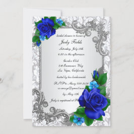 Elegante Blue Rose Hochzeiten Brautparty Einladung