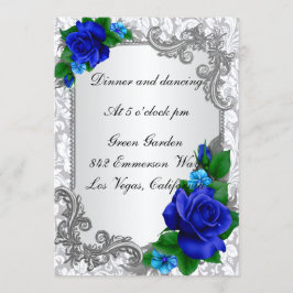 Elegante Blue Rose Hochzeitskarte Einladung