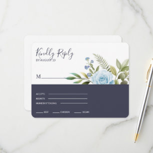 Elegante Blue Rose RSVP Karte