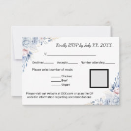 Elegante Blue Rose RSVP Karte