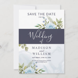 Elegante Blue Rose Save The Date