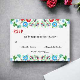 Elegante Blue Rote Rosen Botanische Hochzeit mit F RSVP Karte