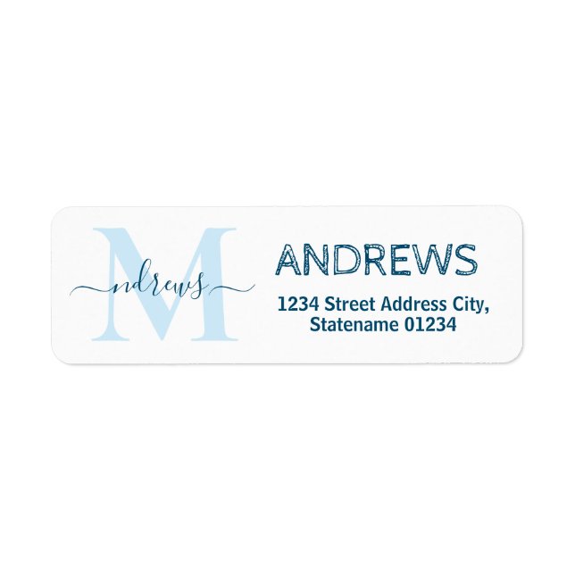 Elegante Blue Signature Address Labels (Vorne)