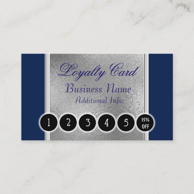 Elegante Blue & Silver Loyalty Card Treuekarte (Vorderseite)