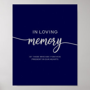 Elegante Blue Silver Wedding Memorial Sign Poster
